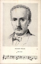 Richard Strauss with Music Notes Under His Photo Composers Postcard Postcard Postcard