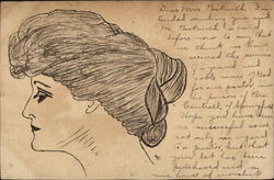 Pen & Ink Woman Postcard