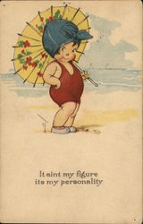 It ain't my figure its my personality - sunbonnet baby with a parasol Charles Twelvetrees Postcard Postcard Postcard