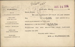 William J. Murdock Company Telephones, Wireless Postcard
