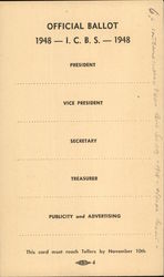 International Cigar Band Society, Official Ballot ICBS 1948 International Cigar Band Society, Official Ballot ICBS 1948