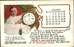 March 1910 Rockford Watch Calendar Postcard