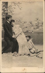 Cupid next to a cuddling couple - Edification Postcard