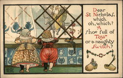children watching for St Nicholas- Dutch Christmas Postcard Postcard Postcard