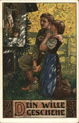 Dein Wille Geschehe - child with a soldier World War I Postcard Postcard Postcard