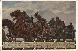 Soldiers on Horses Pulling a Wagon Postcard