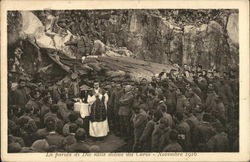 Religious Service With Priest and Soldiers Outdoors Postcard