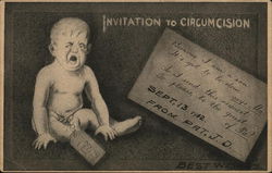 Invitation to Circumcision - Baby Boy crying with invitation details Postcard