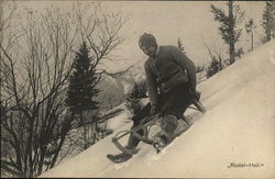 Man sledding Postcard