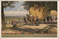 "Sommer" Farmers with Hay Wagons Postcard