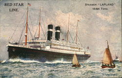 Steamer "Lapland" in the Water With Sailboats Nearby Steamer "Lapland" in the Water With Sailboats Nearby