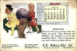 F. E. Ballou Calendar - May 1914 Providence, RI Advertising Postcard Postcard Postcard