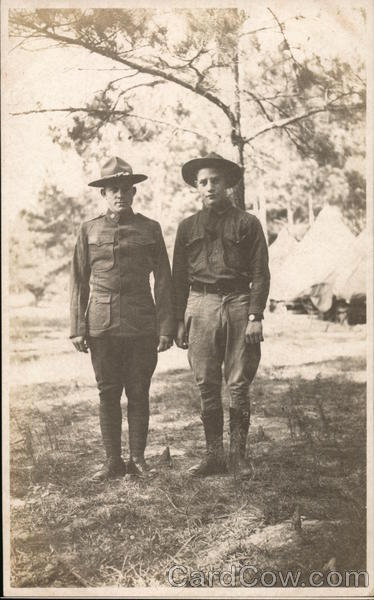 Two Soldiers Posing in Camp People in Uniform