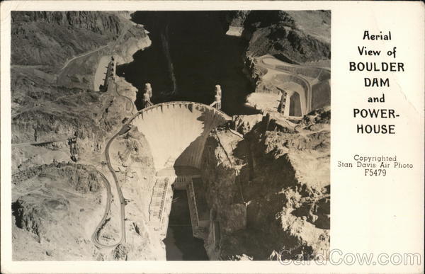 Aerial View of Boulder Dam and Powerhouse Boulder City Nevada