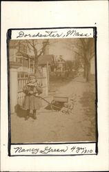 Girl with Wagon Nancy Green, 4 yrs. 1910 Postcard