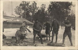Men Gathering and Chopping Firewood Men Gathering and Chopping Firewood