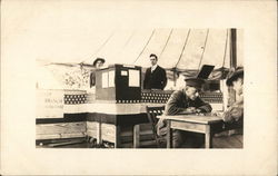 Postal Exchange in YMCA Tent Soldiers Playing Checkers Postcard