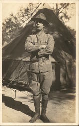 Soldier Posing in Front of Tent Postcard