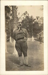 US Soldier Posing in a Gas Mask Postcard