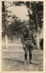 Soldier Posing in Camp People in Uniform Postcard Postcard Postcard