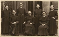 Priests pose in clergy robes - circa 1940 Postcard