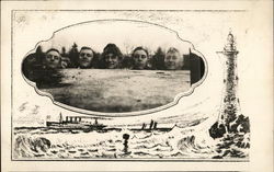 Comic - 5 "heads" in Fancy Vignette Postcard