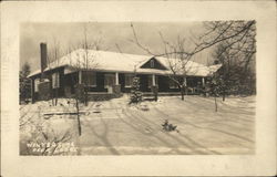 Winter Time Deer Lodge - Circa 1945 Postcard