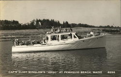 Cap'n Eliot Winslow's "Argo" at Pemaquid Beach, Maine Postcard