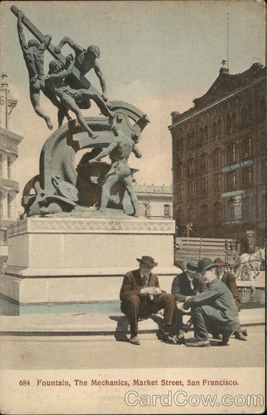 Fountain, The Mechanics, Market Street San Francisco California