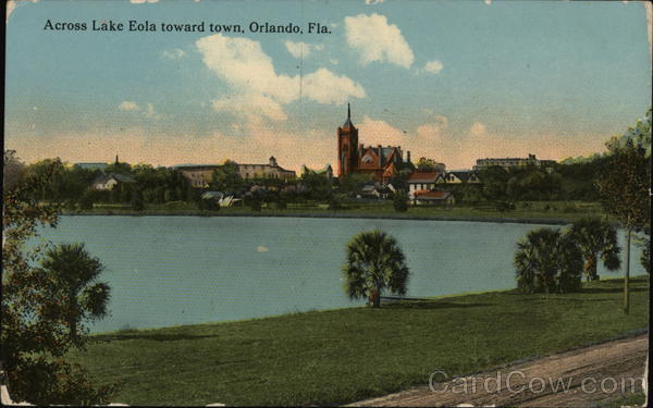 View across Lake Eola toward Town Orlando Florida