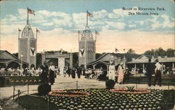 Scene in Riverview Park Des Moines, IA Postcard Postcard Postcard