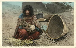 Supai Squaw Weaving Basket, Cataract Canyon Arizona Postcard Postcard Postcard