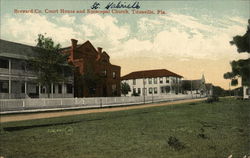 Brevard County Court House and St. Gabriel's Episcopal Church Titusville, FL Postcard Postcard Postcard