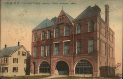 IOOF Hall and Public Library Postcard