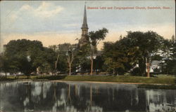 Shawme Lake and Congregational Church Sandwich, MA Postcard Postcard Postcard