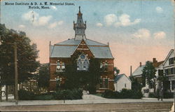 Morse Institute and D.A.R. Memorial Stone Natick, MA Postcard Postcard Postcard