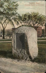 Memorial Boulder on the Green Taunton, MA Postcard Postcard Postcard