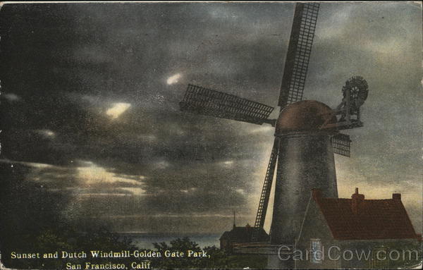 Sunset and Dutch Windmill-Golden Gate Park San Francisco California