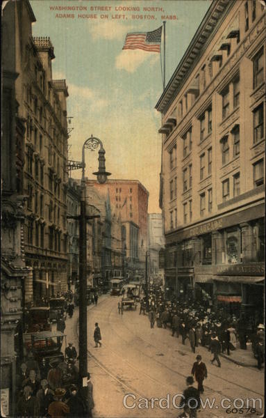 Washington Street, Looking South, Adams House on Left Boston Massachusetts
