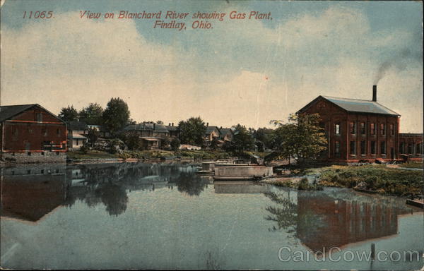 Blanchard River showing Gas Plant Findlay Ohio