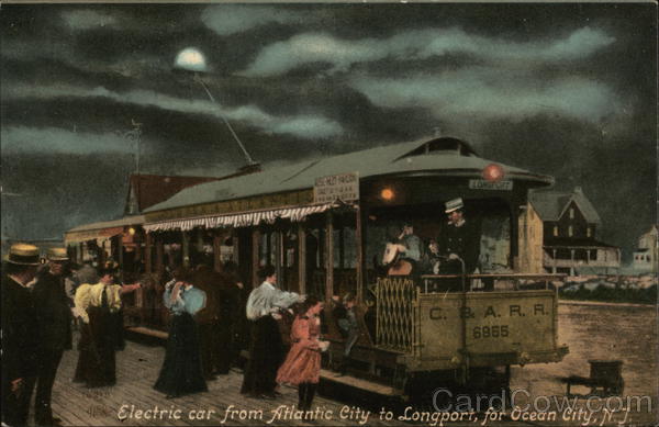 Electric Car from Atlantic City to Longport, for Ocean City, N.J. New Jersey