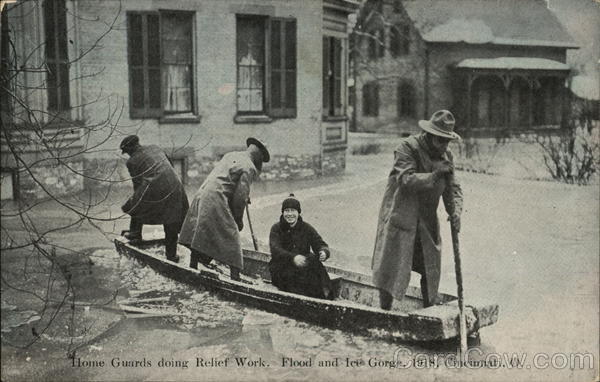 Home Guards doing relief work. Flood and Ice Gorge, 1918 Cincinnati Ohio
