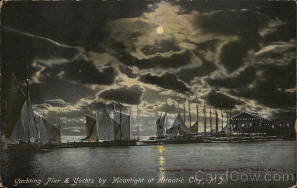 Yachting Pier & Yachts by Moonlight Atlantic City New Jersey
