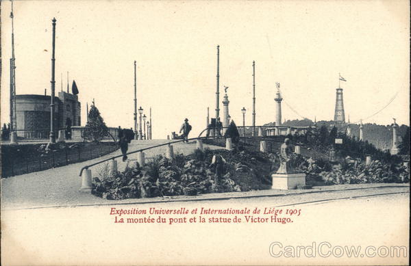 La Montee du Pont et la Statue de Victor Hugo Liege Belgium