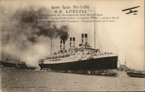 Guerre Navale 1914-15-1916, S.S. Lutetia Steamers
