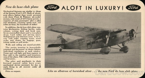 Ford New deLuxe Club Plane Aircraft