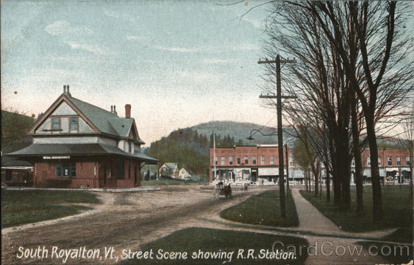 Street Scene Showing R.R. Station South Royalton Vermont