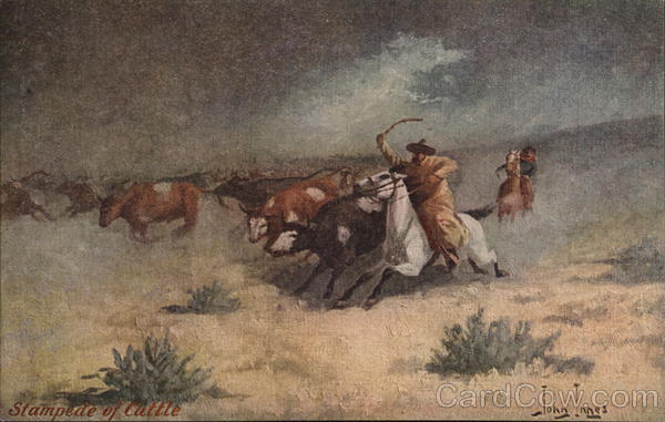 Stampede of Cattle John Innes Cowboy Western
