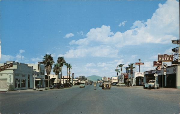 View looking east on main business street Blythe California