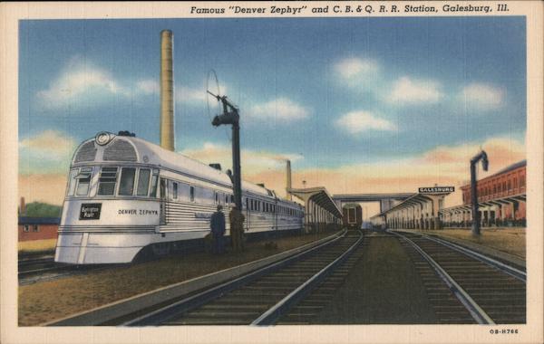 Famous Denver Zephyr and C.B.&Q.R.R. Station Galesburg Illinois